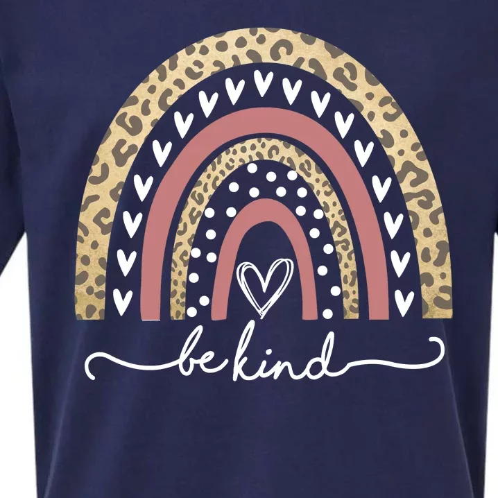 Be Kind Cute Leopard Rainbow Sueded Cloud Jersey T-Shirt