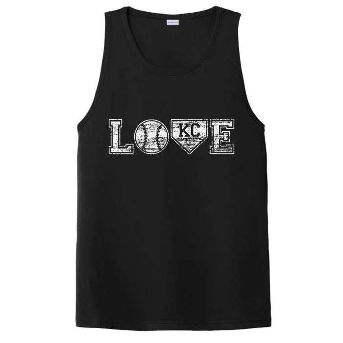 Baseball Kansas City Love Blue Color Royal National Pastime Performance Tank