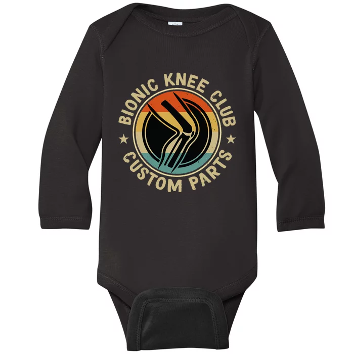 Bionic Knee Club Custom Parts Bones Funny Knee Replacement Baby Long Sleeve Bodysuit