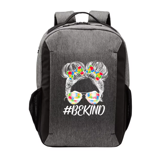 #Be Kind Cute Messy Bun Hair Autism Awareness Vector Backpack