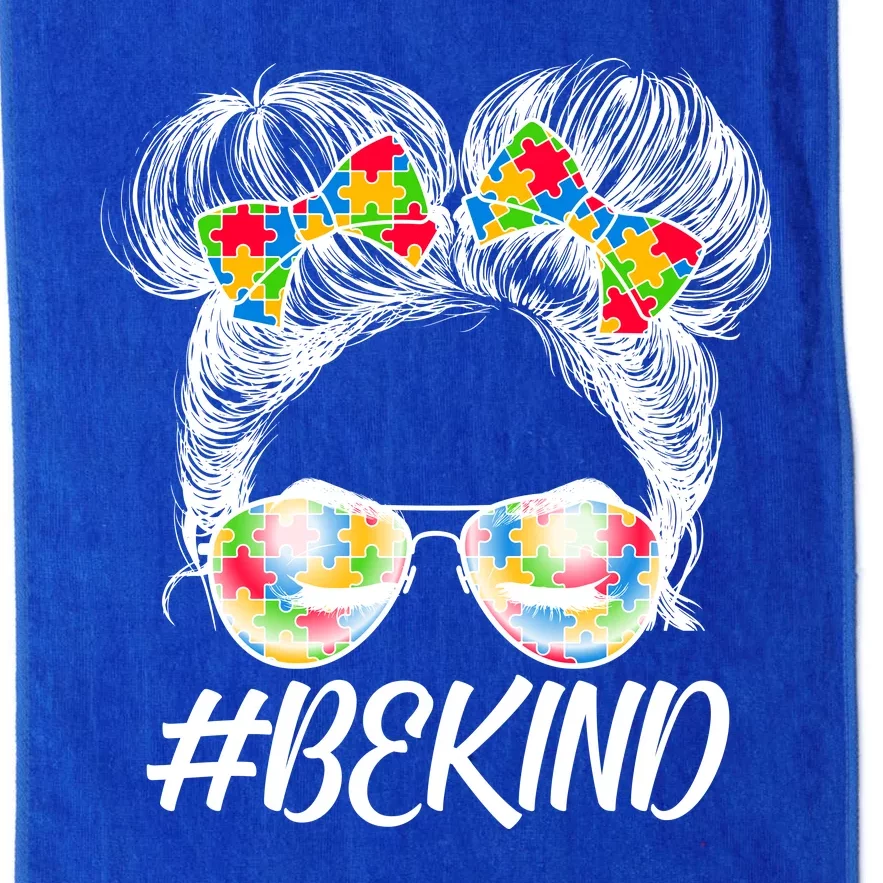 #Be Kind Cute Messy Bun Hair Autism Awareness Platinum Collection Golf Towel