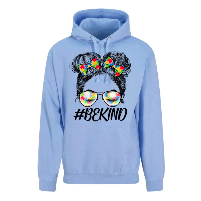 #Be Kind Cute Messy Bun Hair Autism Awareness Unisex Surf Hoodie