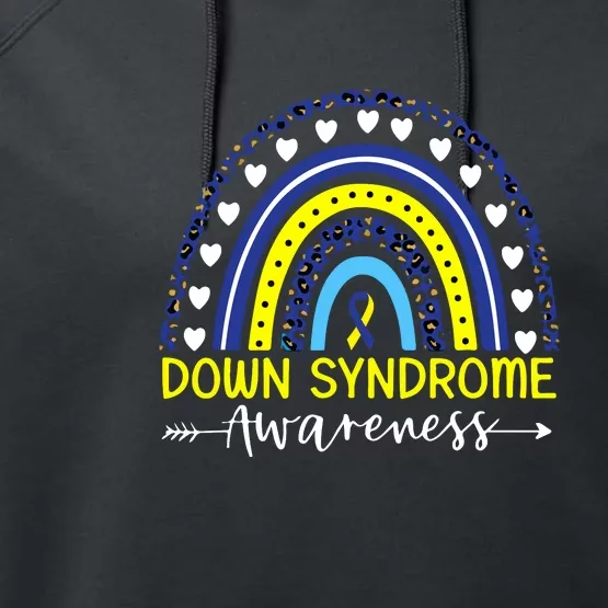 Be Kind Down Syndrome Awareness Ribbon Rainbow Kindness Gift Performance Fleece Hoodie