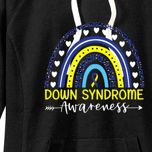 Be Kind Down Syndrome Awareness Ribbon Rainbow Kindness Gift Women's Fleece Hoodie