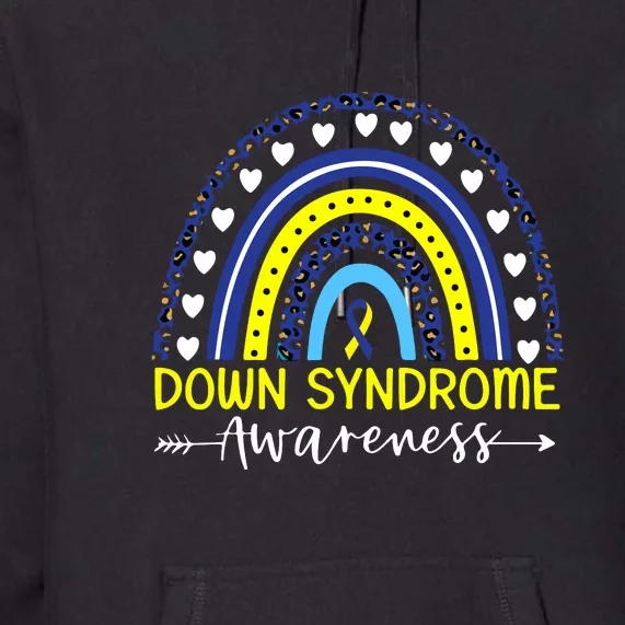 Be Kind Down Syndrome Awareness Ribbon Rainbow Kindness Gift Premium Hoodie