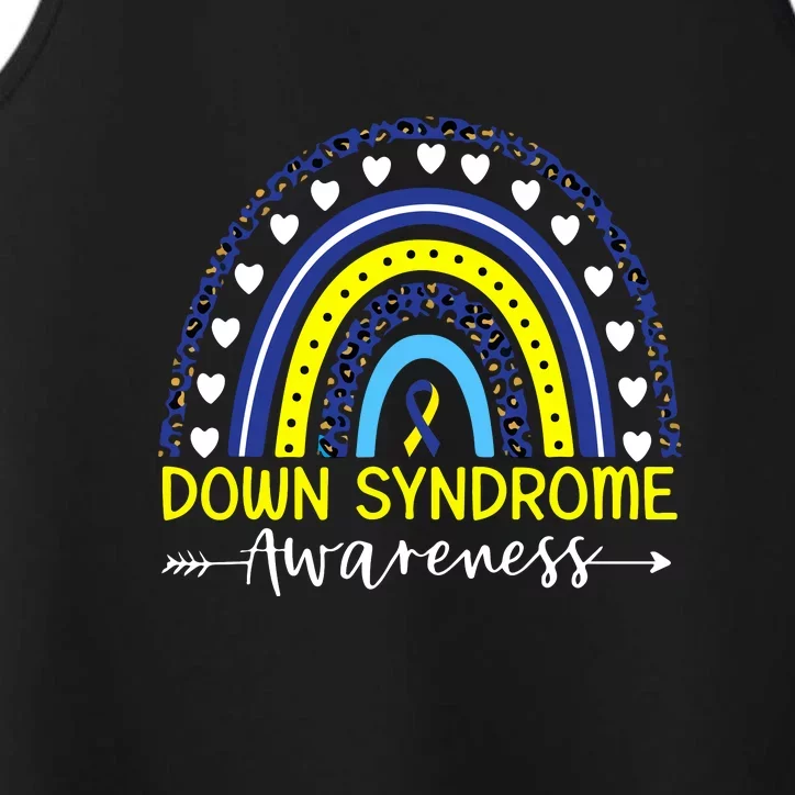 Be Kind Down Syndrome Awareness Ribbon Rainbow Kindness Gift Performance Tank