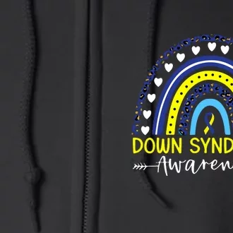 Be Kind Down Syndrome Awareness Ribbon Rainbow Kindness Gift Full Zip Hoodie