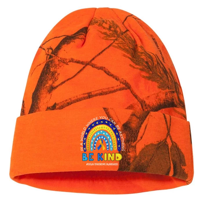 Be Kind Down Syndrome Awareness Rainbow Kati - 12in Camo Beanie