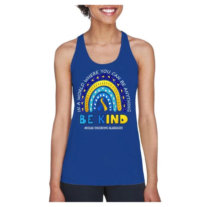 Be Kind Down Syndrome Awareness Rainbow Women's Racerback Tank