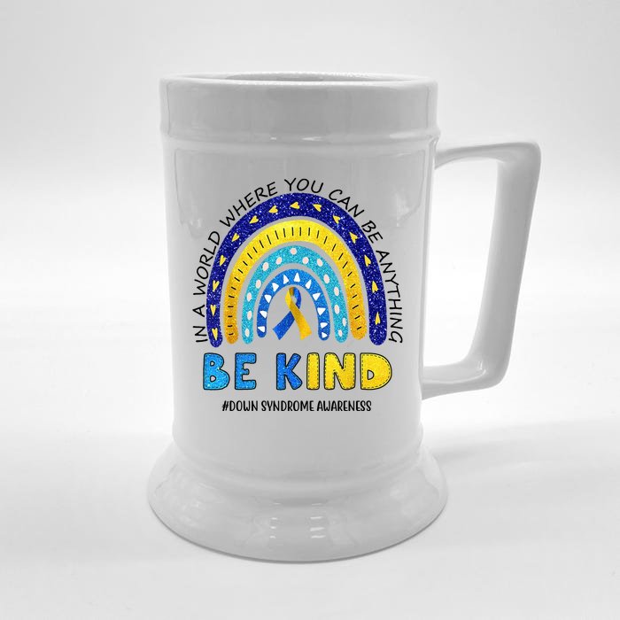 Be Kind Down Syndrome Awareness Rainbow Front & Back Beer Stein