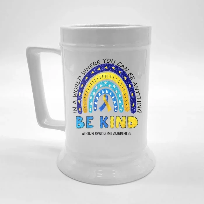 Be Kind Down Syndrome Awareness Rainbow Front & Back Beer Stein