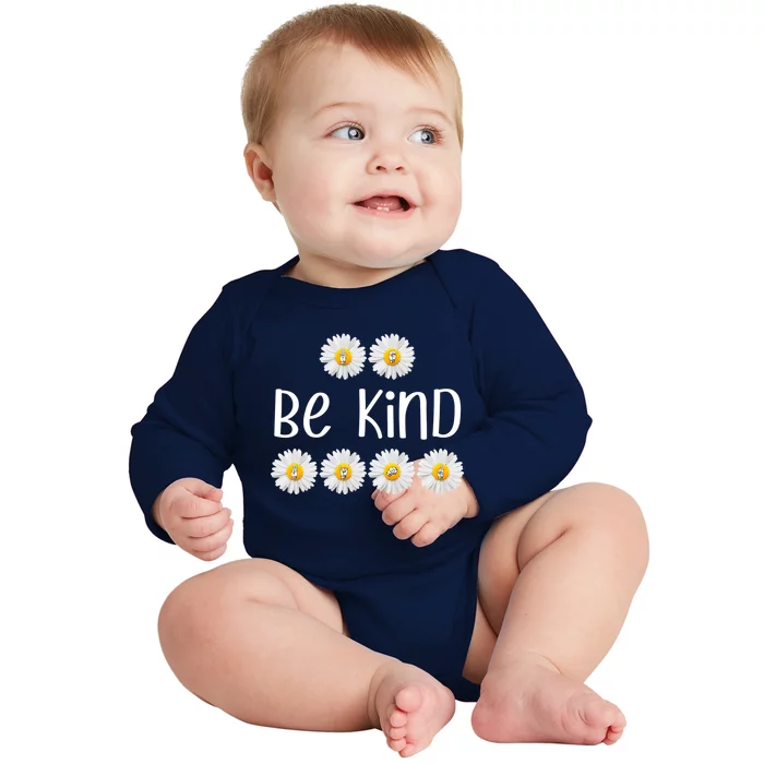 Be Kind Daisy American Hand Sign Language Asl Funny Gift Baby Long Sleeve Bodysuit