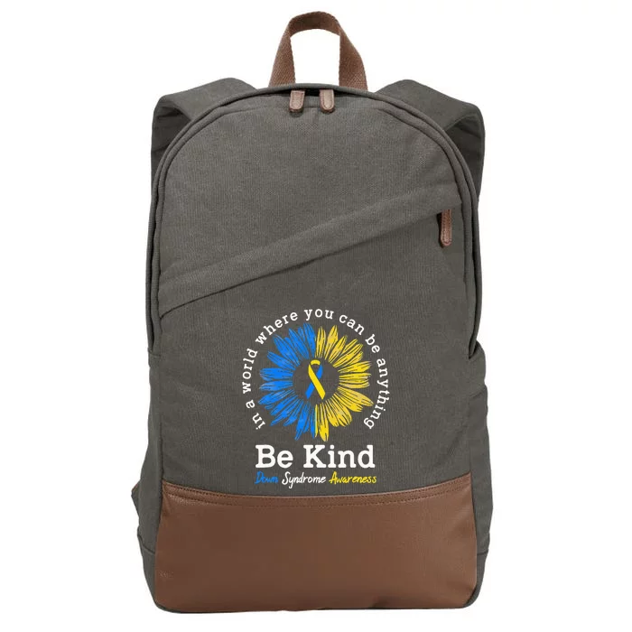 Be Kind Down Syndrome Awareness Ribbon Sunflower Kindness Cotton Canvas Backpack