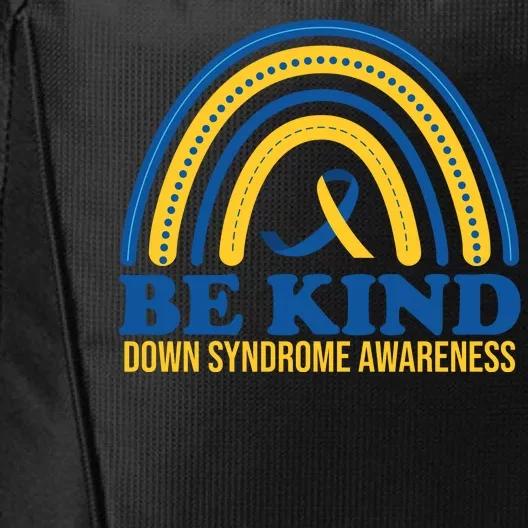 Be Kind Down Syndrome Awareness Rainbow Ribbon City Backpack