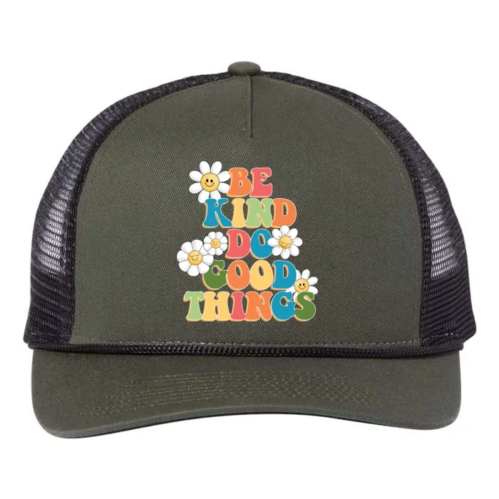 Be Kind Do Good Things Retro Sunflower Retro Rope Trucker Hat Cap