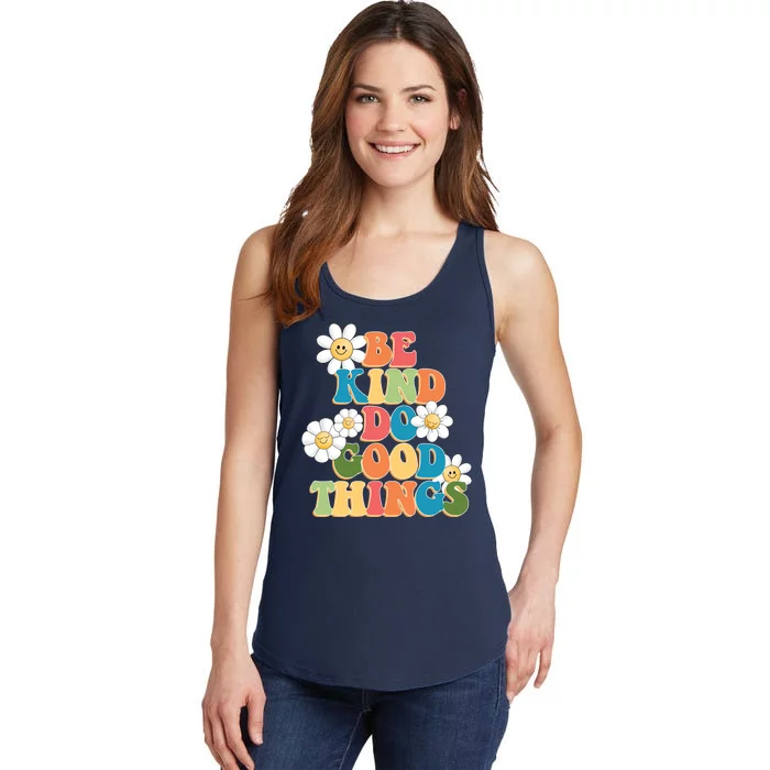 Be Kind Do Good Things Retro Sunflower Ladies Essential Tank