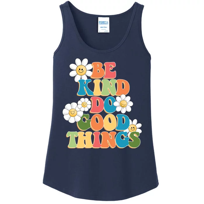 Be Kind Do Good Things Retro Sunflower Ladies Essential Tank