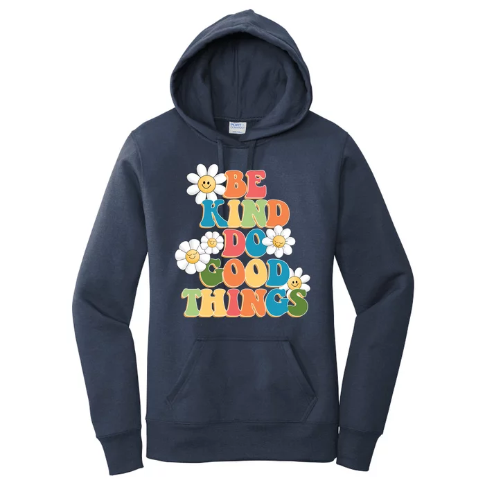 Be Kind Do Good Things Retro Sunflower Women's Pullover Hoodie