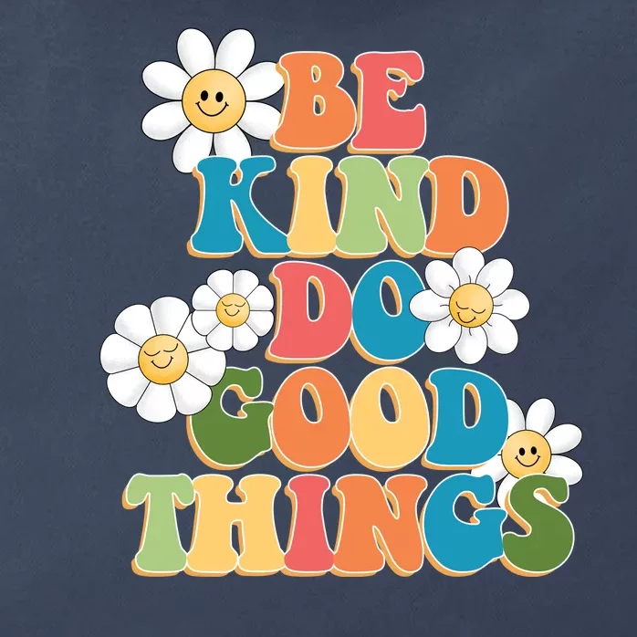 Be Kind Do Good Things Retro Sunflower Zip Tote Bag