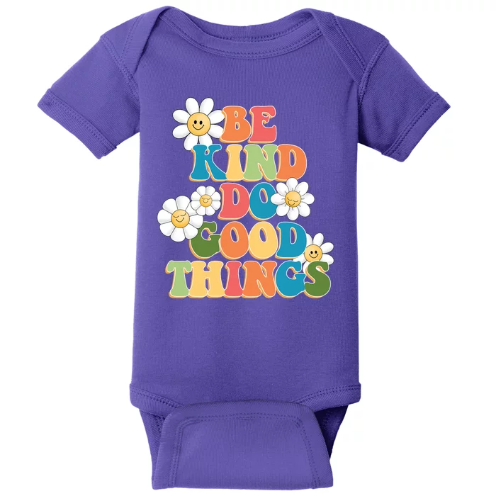 Be Kind Do Good Things Retro Sunflower Baby Bodysuit