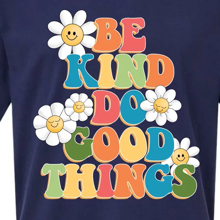 Be Kind Do Good Things Retro Sunflower Sueded Cloud Jersey T-Shirt