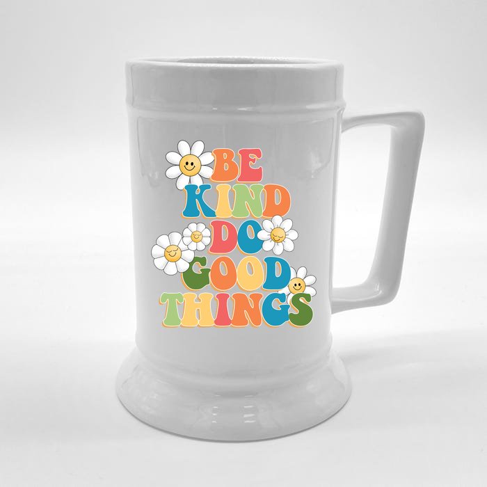 Be Kind Do Good Things Retro Sunflower Front & Back Beer Stein