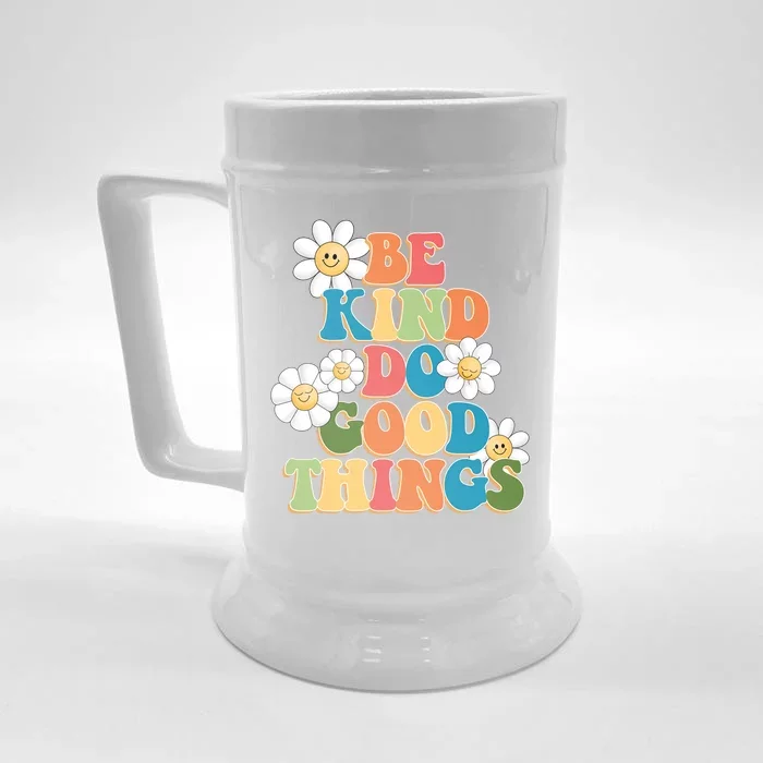 Be Kind Do Good Things Retro Sunflower Front & Back Beer Stein