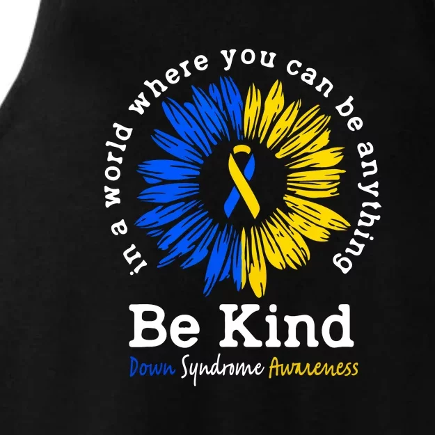 Be Kind Down Syndrome Awareness Ribbon Sunflower Kindness Gift Ladies Tri-Blend Wicking Tank