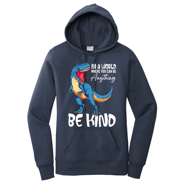 Be Kind Dinosaur T Rex Stop Bullying Unity Day Wear Orange Women's Pullover Hoodie