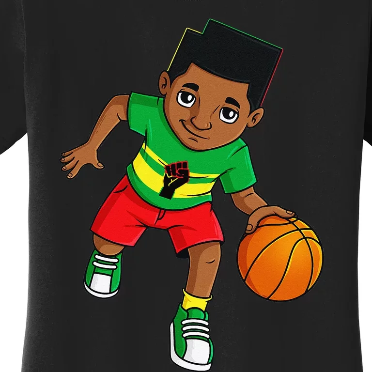 Black King Dribbling A Basketball Brown Skin Women's T-Shirt