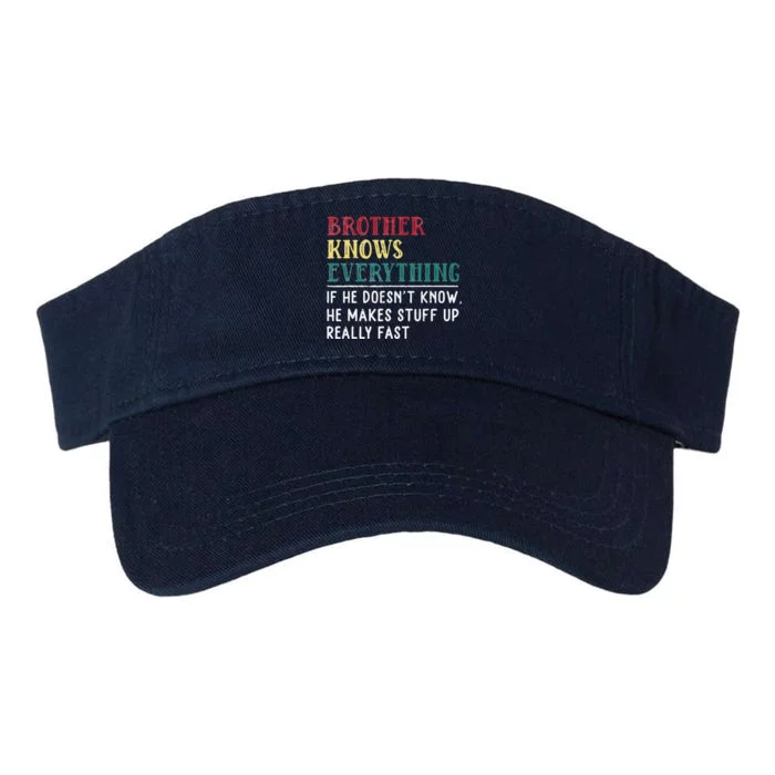 Brother Knows Everything Father's Day Gift For Funny Brother Valucap Bio-Washed Visor