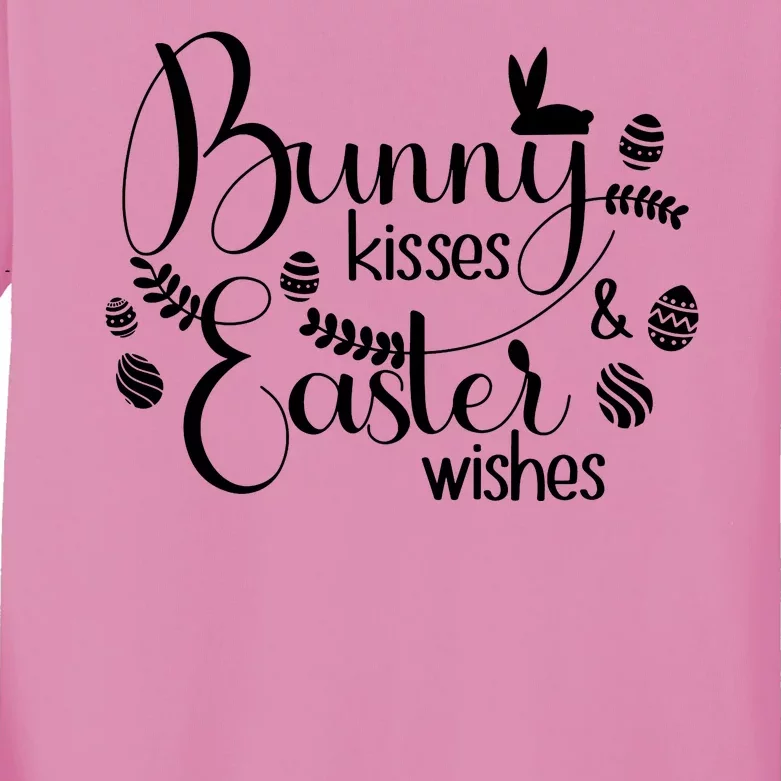 Bunny Kisses Easter Wishes Kids Long Sleeve Shirt