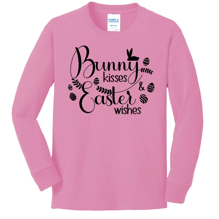 Bunny Kisses Easter Wishes Kids Long Sleeve Shirt