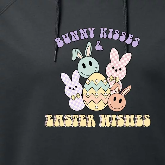 Bunny Kisses & Easter Wishes Retro Easter Day Performance Fleece Hoodie