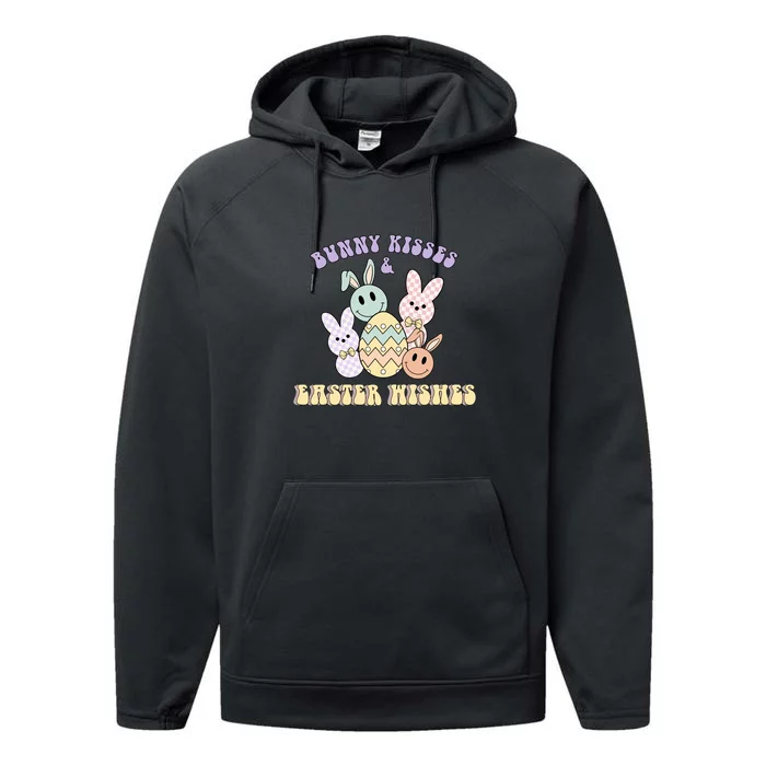 Bunny Kisses & Easter Wishes Retro Easter Day Performance Fleece Hoodie