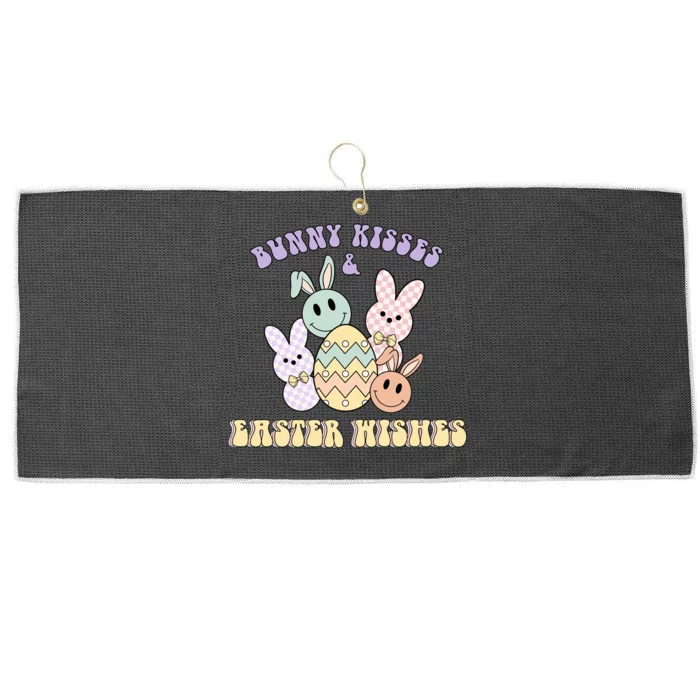 Bunny Kisses & Easter Wishes Retro Easter Day Large Microfiber Waffle Golf Towel