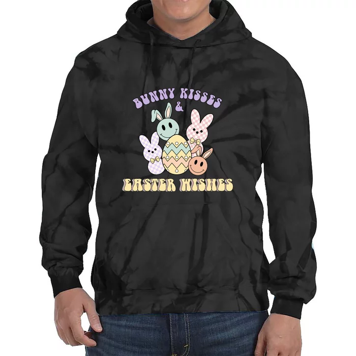 Bunny Kisses & Easter Wishes Retro Easter Day Tie Dye Hoodie