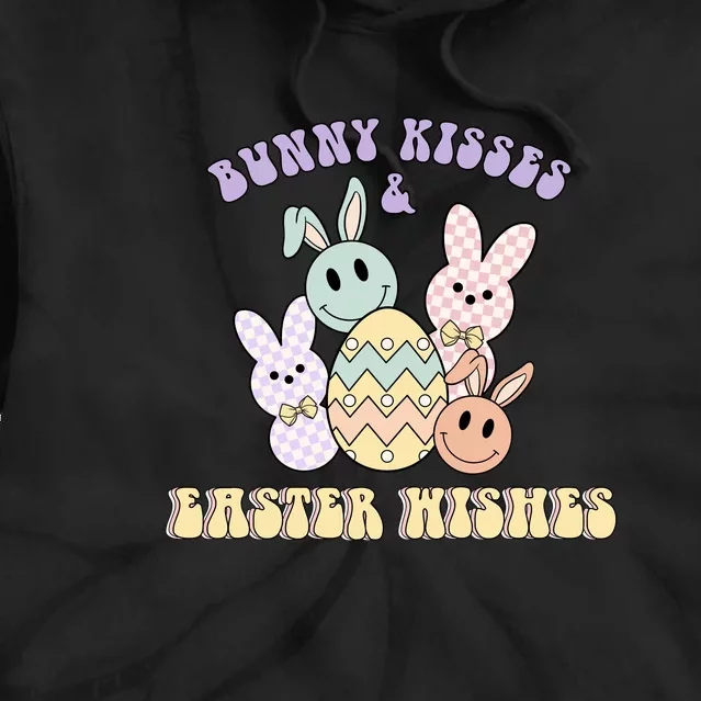 Bunny Kisses & Easter Wishes Retro Easter Day Tie Dye Hoodie