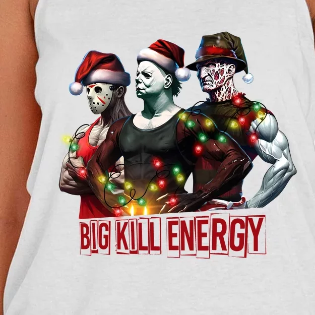 Big Kill Energy Merry Creepmas Slasher Christmas Myers Voorhees Krueger Women's Knotted Racerback Tank