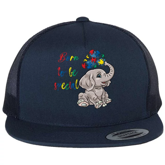 Be Kind Elephant Puzzle Teacher Autism Awareness Flat Bill Trucker Hat