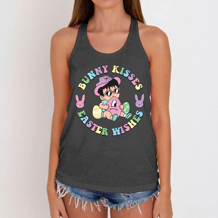 Bunny Kisses Easter Wishes Happy Easter Bad Fun Bunny Easter Day Women's Knotted Racerback Tank