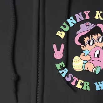 Bunny Kisses Easter Wishes Happy Easter Bad Fun Bunny Easter Day Full Zip Hoodie