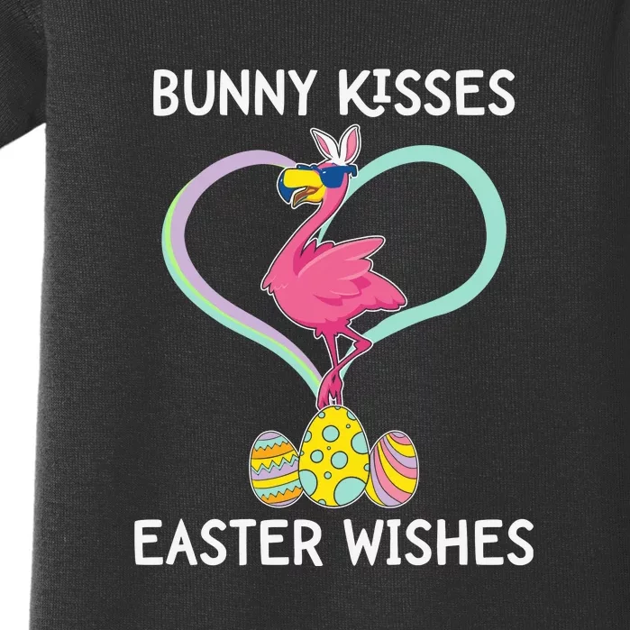 Bunny Kisses Easter Wishes Flamingo Happy Easter Day Gift Baby Bodysuit