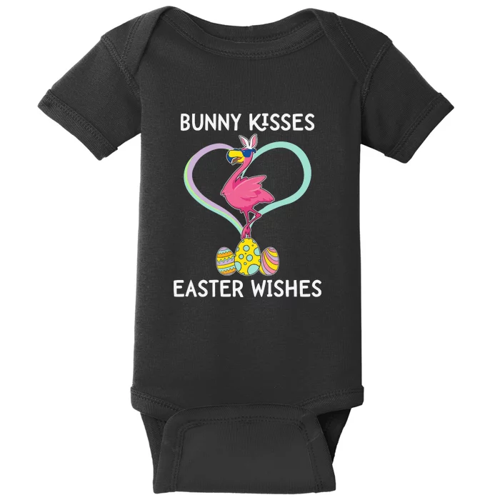 Bunny Kisses Easter Wishes Flamingo Happy Easter Day Gift Baby Bodysuit