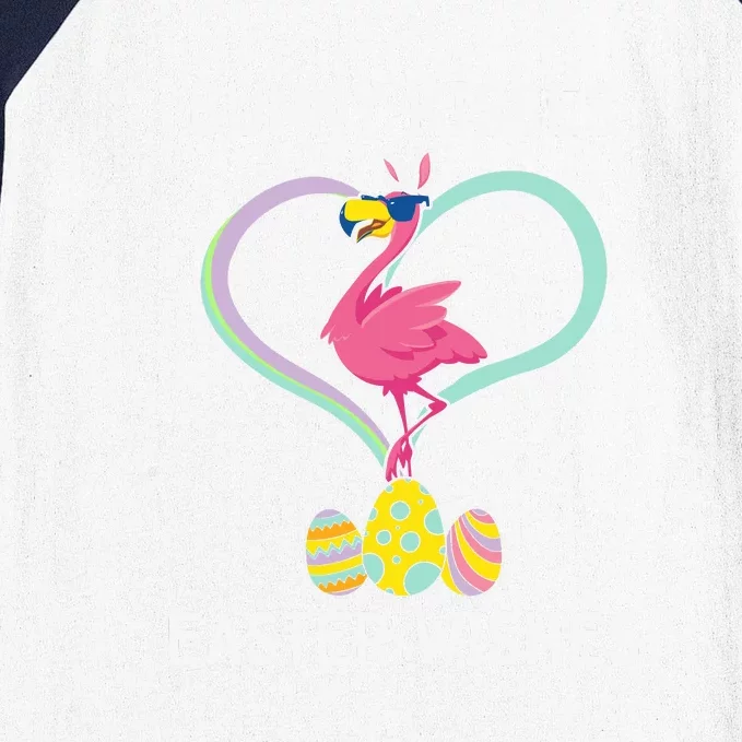 Bunny Kisses Easter Wishes Flamingo Happy Easter Day Gift Baseball Sleeve Shirt