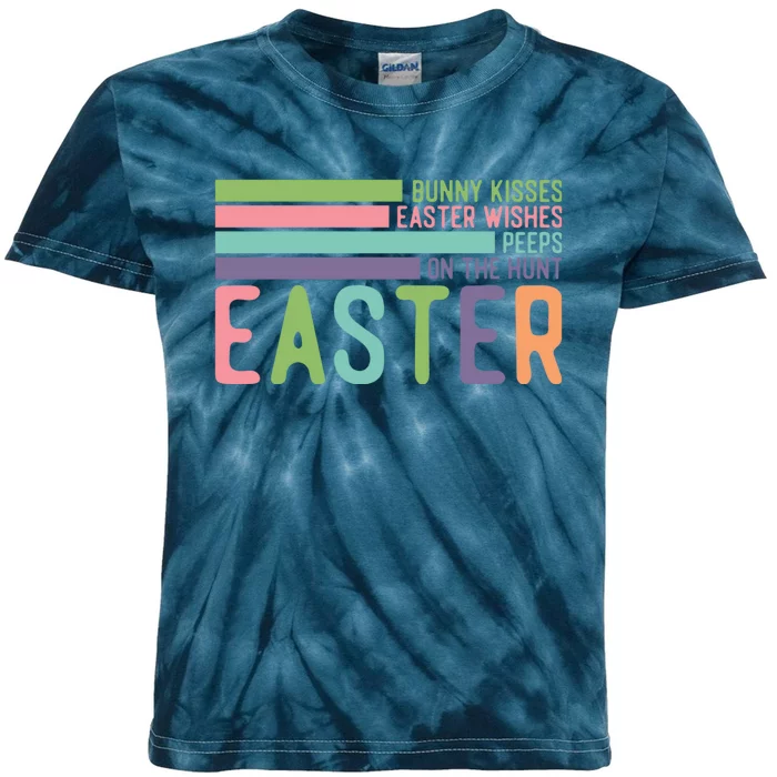 Bunny Kisses Easter Wishes Peeps On The Hunt Kids Tie-Dye T-Shirt