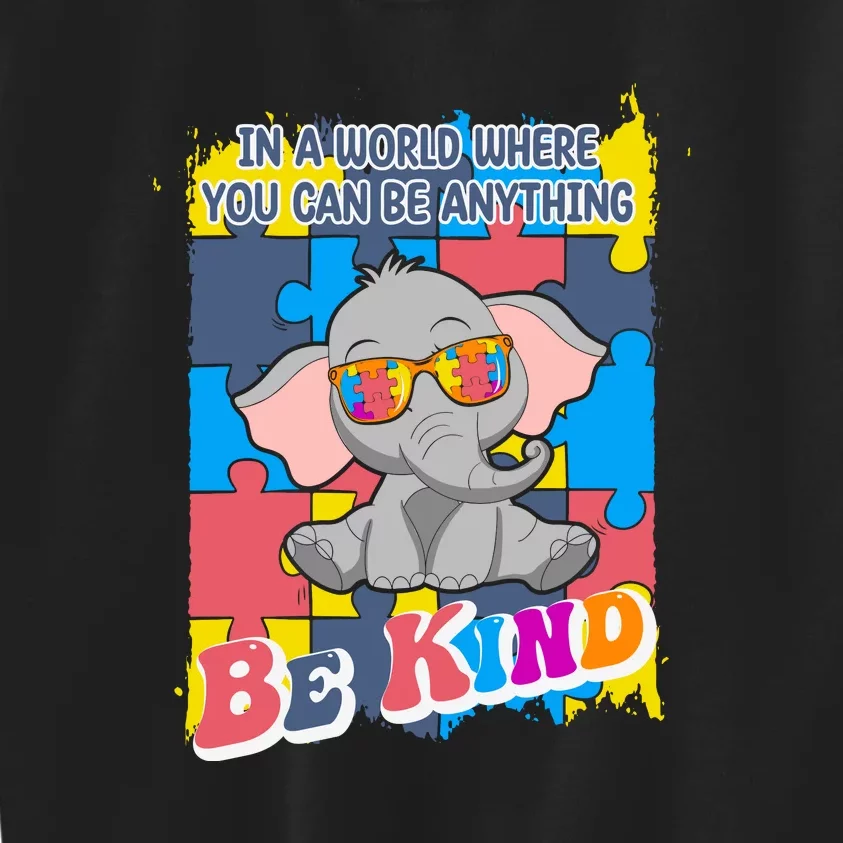 Be Kind Elephant Puzzle Autism Awareness Day Kids Sweatshirt