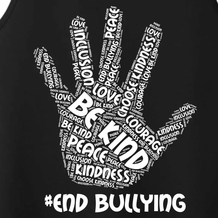 Be Kind #End Bullying Word Art Hand Performance Tank