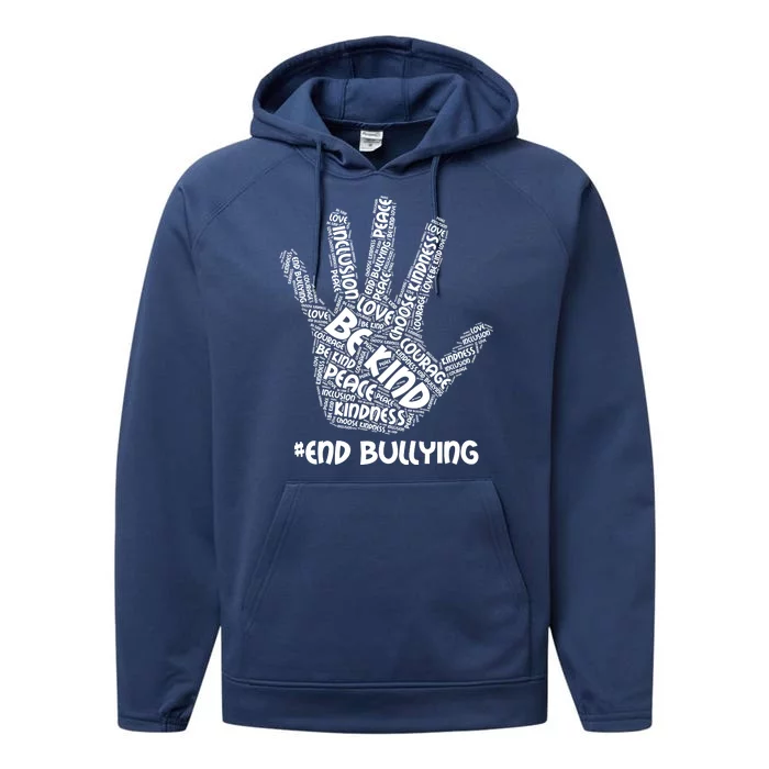 Be Kind #End Bullying Word Art Hand Performance Fleece Hoodie