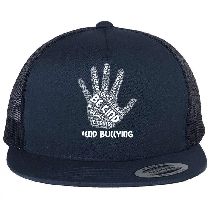 Be Kind #End Bullying Word Art Hand Flat Bill Trucker Hat